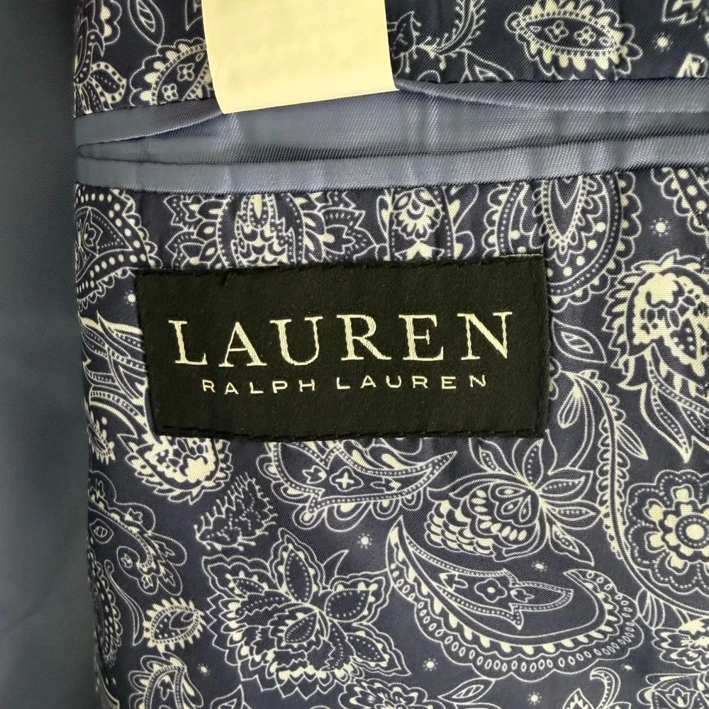 Lauren Ralph Lauren Blazer Jacket Mens 48R Blue 100% Linen 2-Button Sport Coat